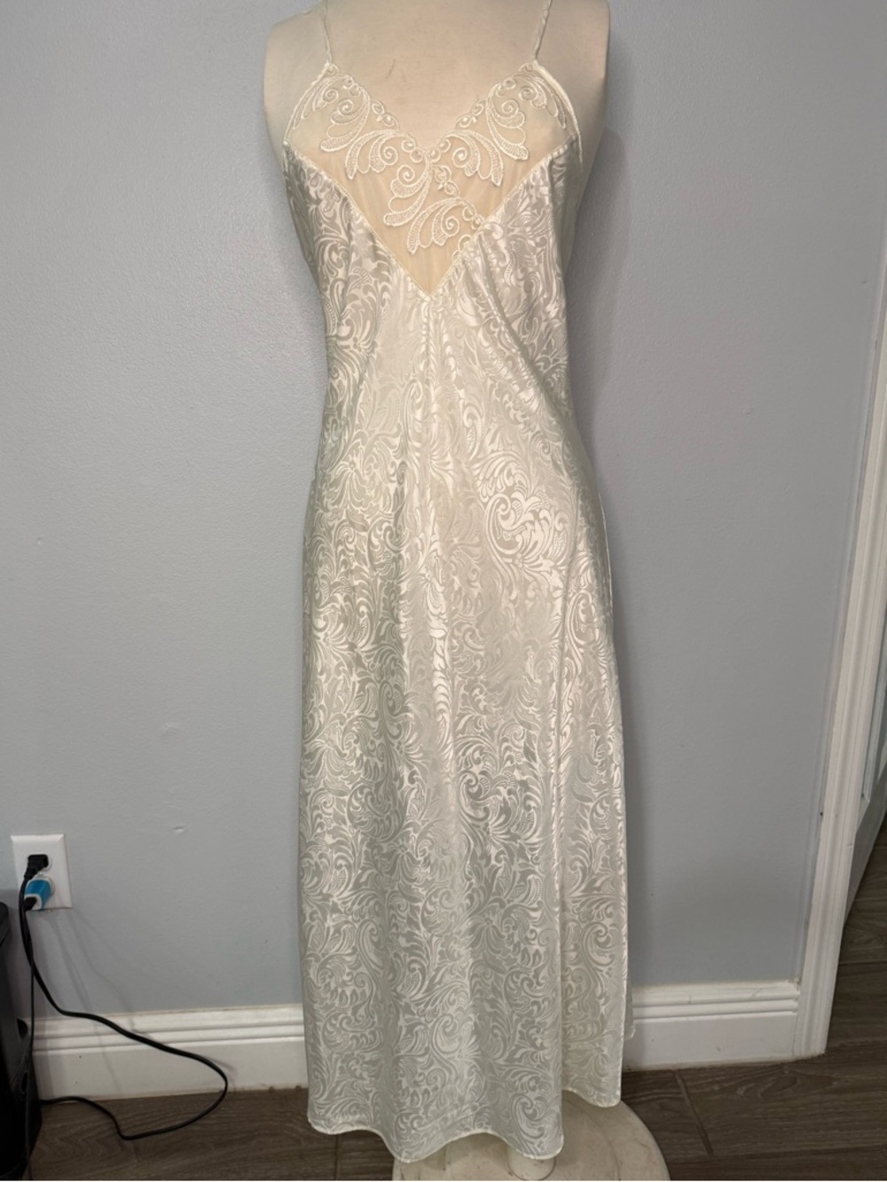 Vintage 90s Ivory Lace Slip Dress